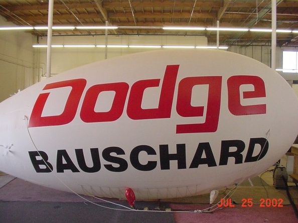 White Backgroud Advertising  Dodge Bauschard Blimp