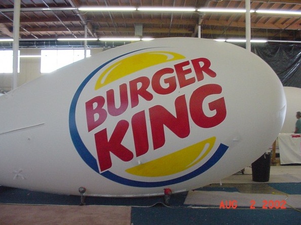 White Red Advertising Burger King Blimp